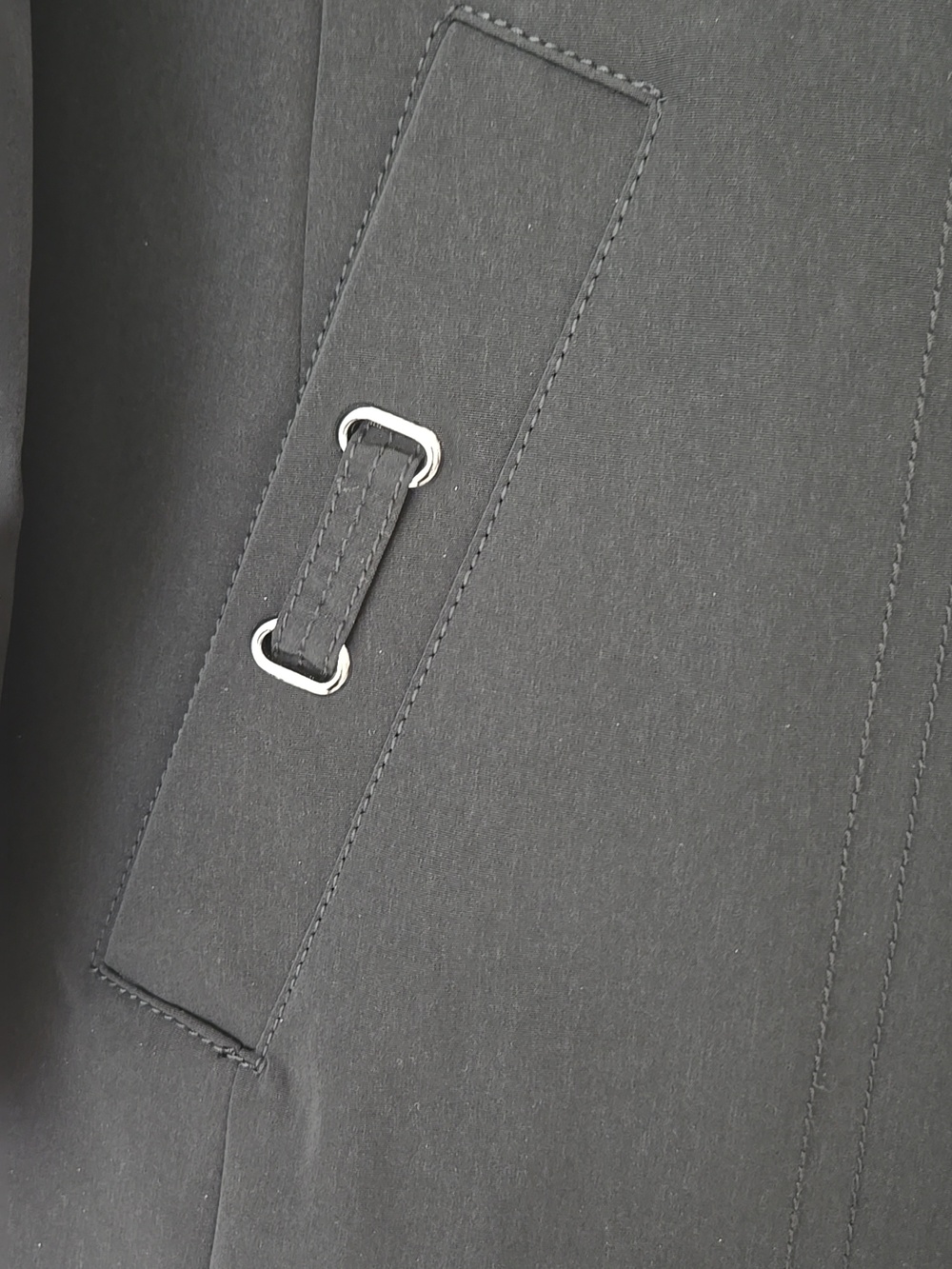 NWOT - Anne Klein Black Trench Coat with Silver Clasps - Picture 5 of 7